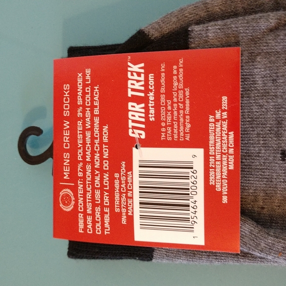 NEW Star Trek The Next Generation Gray Men's Crew Socks Size 10-13 NWT - Picture 4 of 5